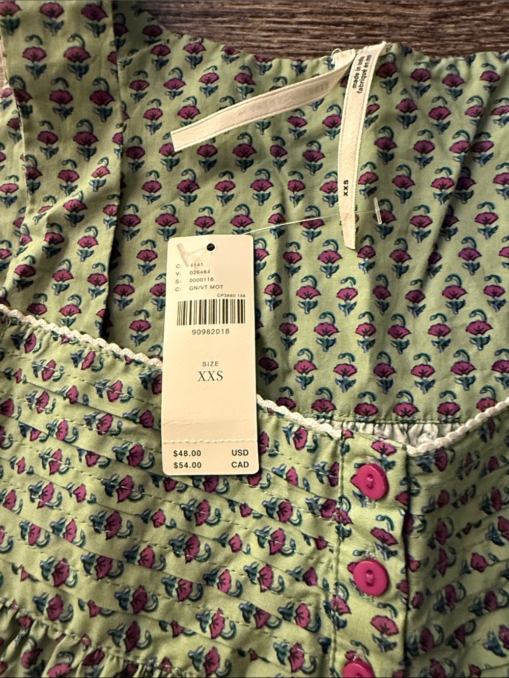 Anthropologie Green Floral Lace-Trim Pajama Set - Picture 5 of 5